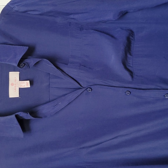 Laurie Felt Size XXS Royal Blue Silky Button Down Shirt - Picture 4 of 5